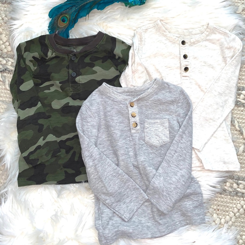 Set of 3 Long Sleeve Henley 3T